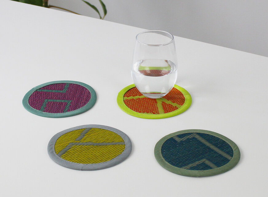 ２枚セット OTO い草 コースター：リバーシブル 畳 キッチンツール 日本製 テーブルマット 天然素材 ギフト