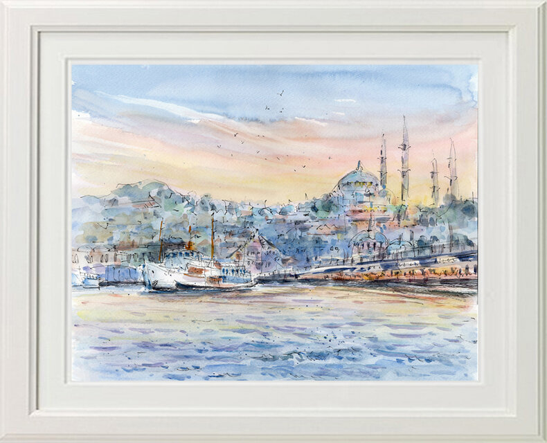 水彩画原画 イスタンブール夕景 ＃685 | iichi 日々の暮らしを