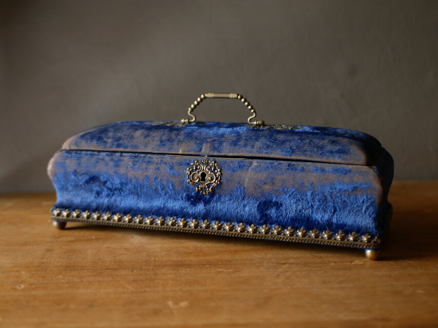 ナポレオン三世　ブルー　ベルエポック　グローブボックス　フランスアンティーク　アンティークのある生活