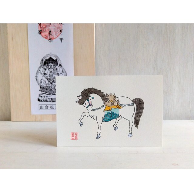 飛騨絵馬 はがきサイズ 青緑色 | iichi 日々の暮らしを心地よく