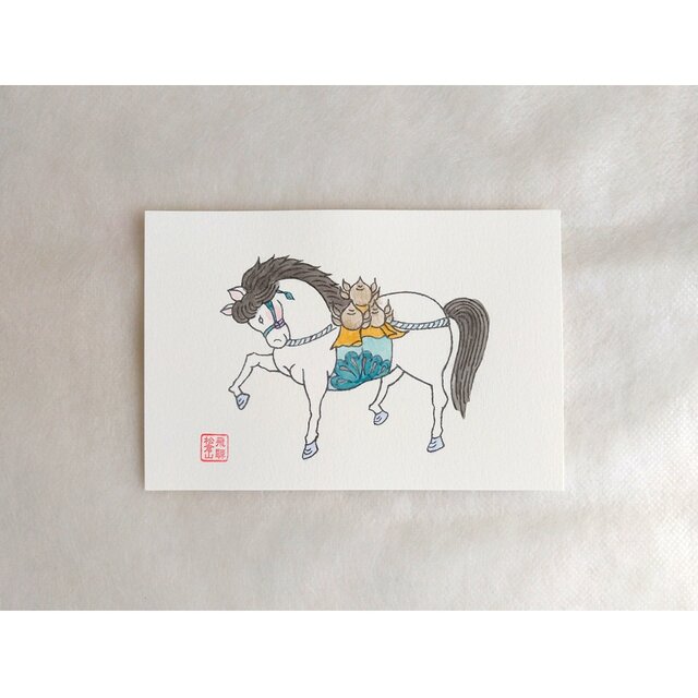 小絵馬図聚 飛騨絵馬 はがきサイズ 青緑色 | iichi 日々の暮らしを心地よく