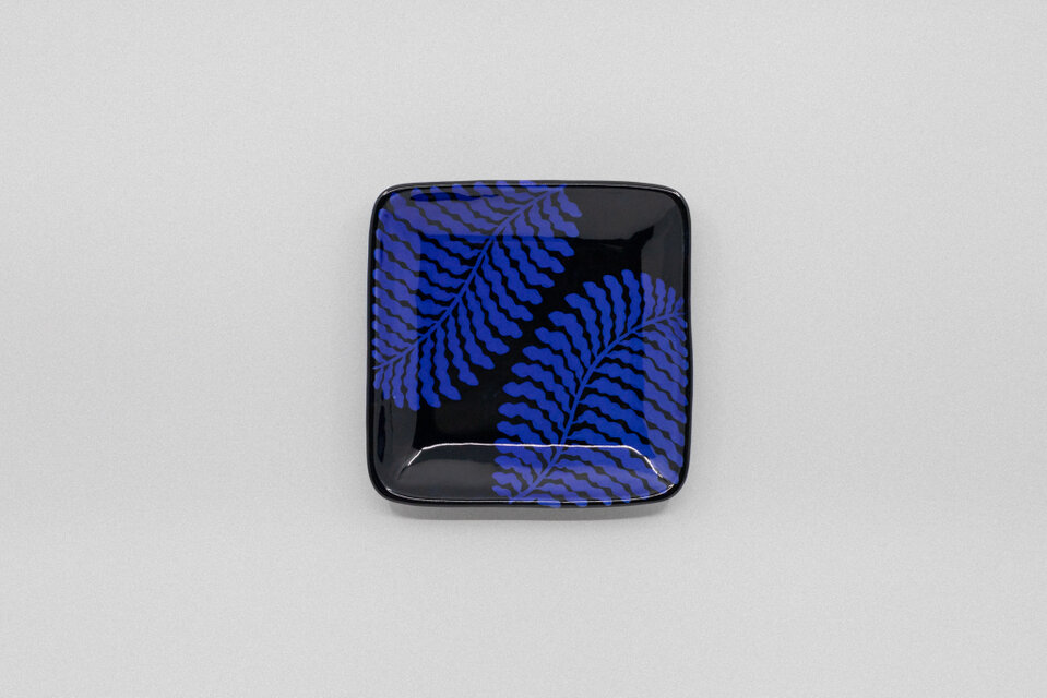 【コバルト釉】四角皿(大) -Seaweed-