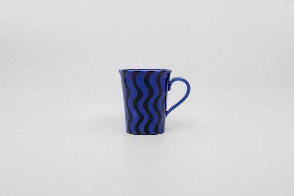 【コバルト釉】コーヒーカップ -Wavy-