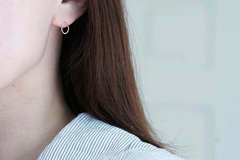 【送料無料】K10 オーバルピアス ペア