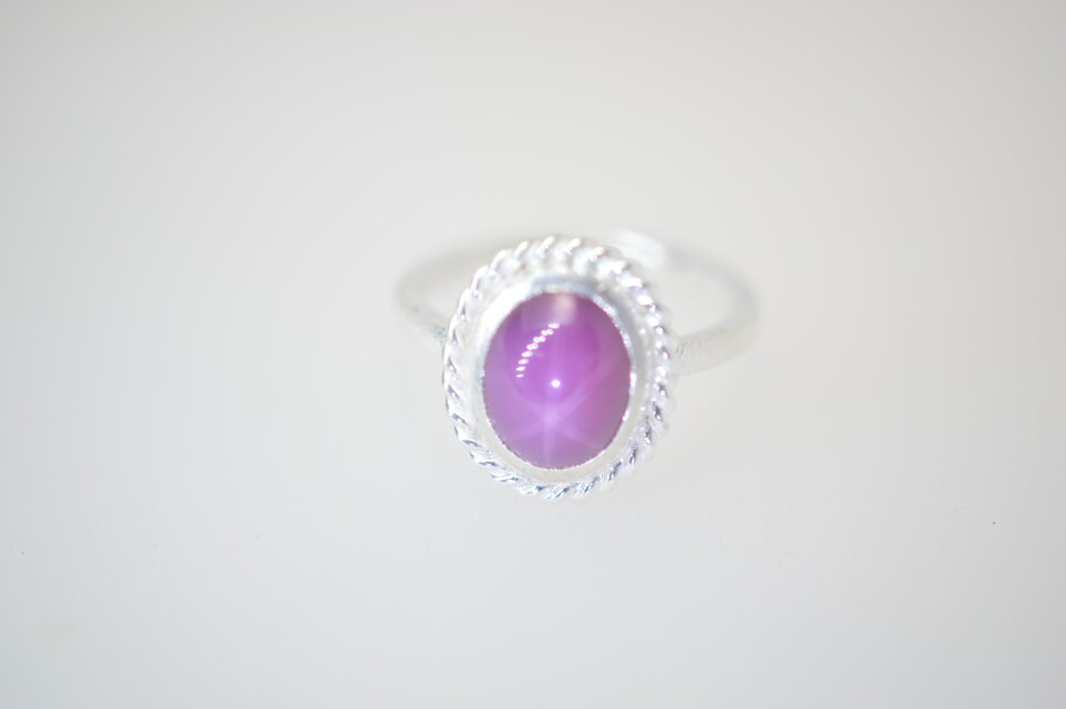 ロープ　リング　シルバー925　シンセティックスタールビー　3.41ct