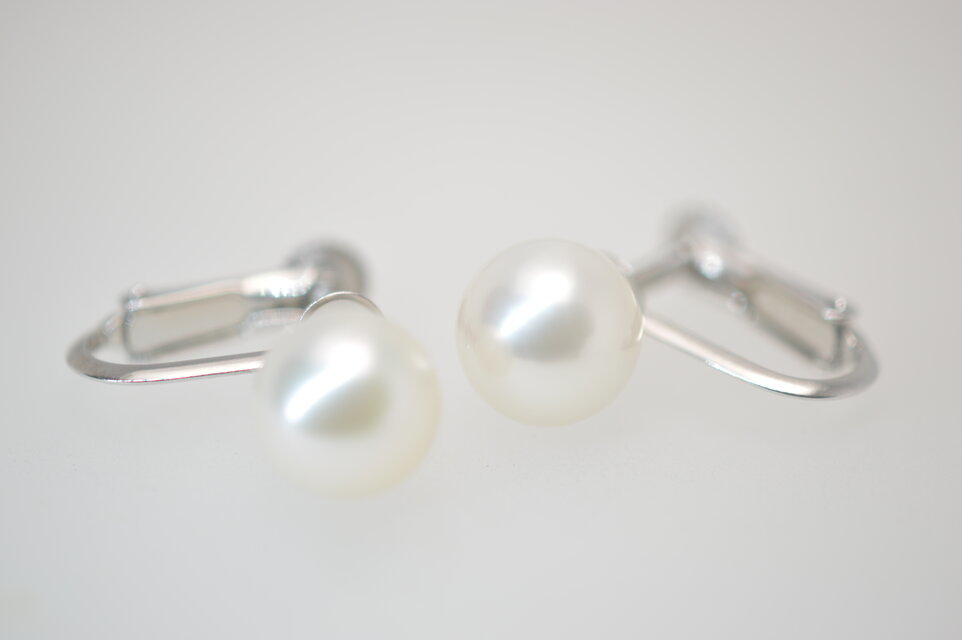 シンプル　パールイヤリング　本真珠　シルバーイヤリング