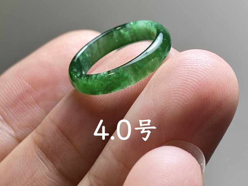 L13-175極品ピンキーリング高氷種濃陽緑4.0号グアテマラ産本翡翠くりぬき L13-175極品ピンキーリング高氷種濃陽緑4.0号グアテマラ産本