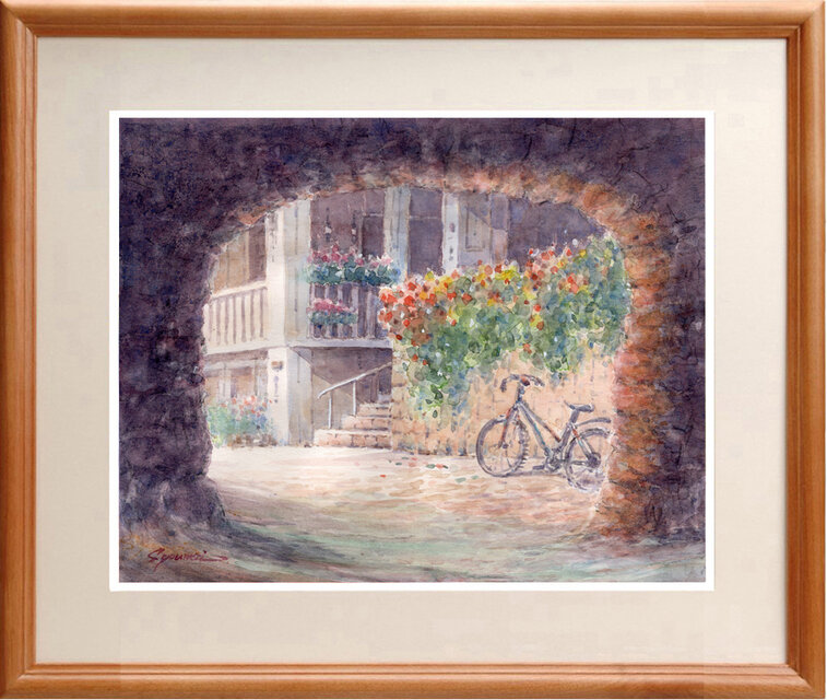 水彩画原画　アンギアリの街で　＃599 水彩画原画 古都アンギアリの街で・イタリア ＃686 | iichi 日々