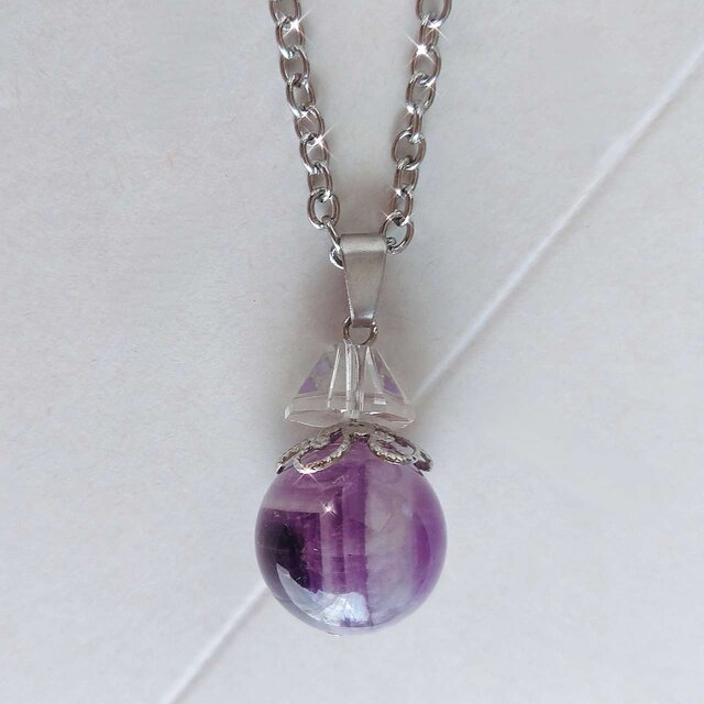 『2月の誕生石』アメジスト 天然石 サージカルステンレス ネックレス ペンダント