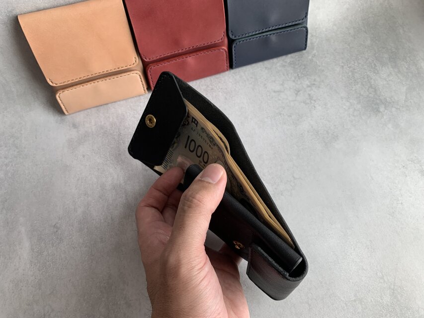 わん。 薄型ウォレット｜本革×手縫いミニマル財布 新作】薄型ミニマル財布 栃木レザー【名入れ・選べる革とステッチ