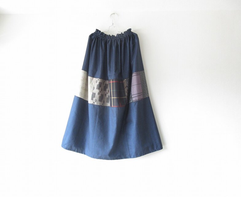 ☆大島紬着物ロングスカート☆パッチワーク♪/31ks043