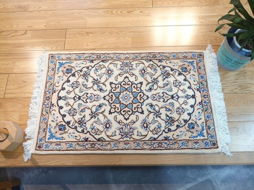 ペルシャ絨毯 ナイン産 ノーラ 玄関マット小 80（88フサ込）x50cm