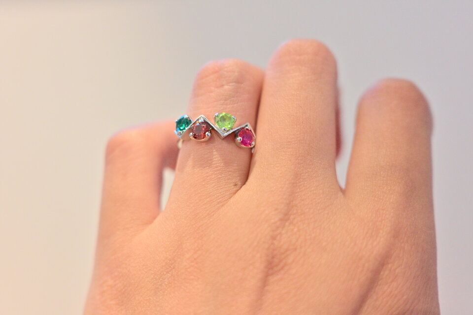 [オーダー]4つの誕生石のリング MERRY