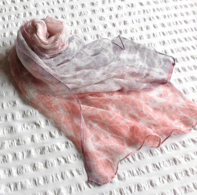 【絞り染ストール】＊氷裂文 ：ピンク＊