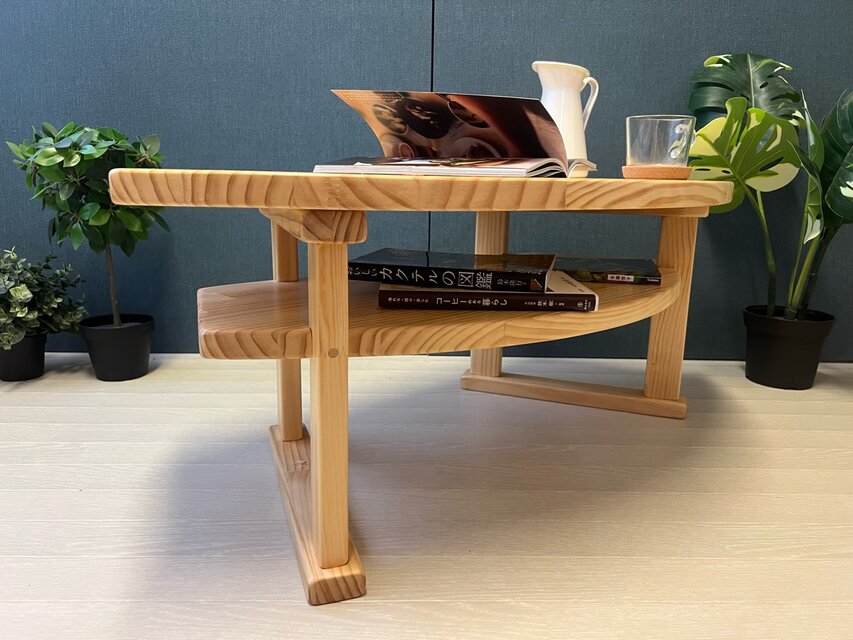 送料無料】 ローテーブル 扇形 90cm 45cm 35cm パイン ナチュラル