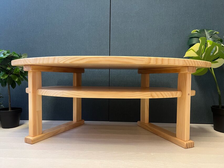 送料無料】 ローテーブル 扇形 90cm 45cm 35cm パイン ナチュラル