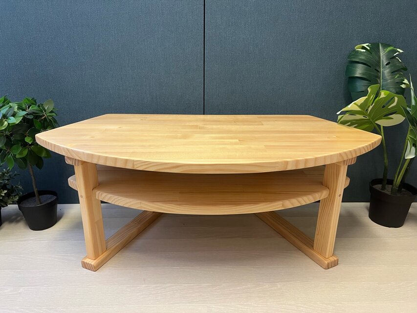 【送料無料】 ローテーブル 扇形 90cm 45cm パイン ナチュラル 送料無料】 ローテーブル 扇形 90cm 45cm 35cm パイン ナチュラル