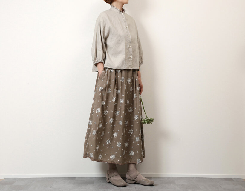 #514タックギャザースカート(モカ)