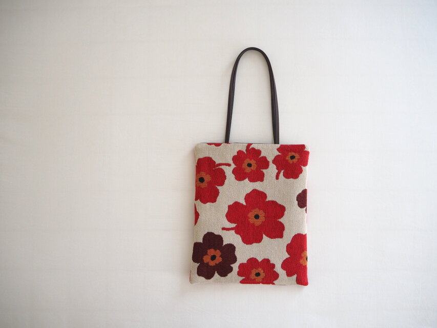 花柄ジャガード　フラットトートバッグ