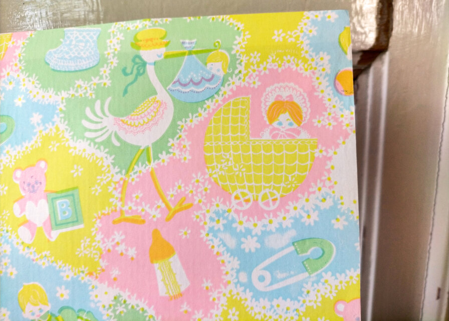 U.S.A. ヴィンテージ包装紙【ストーク＆ベビー】DA-WP089