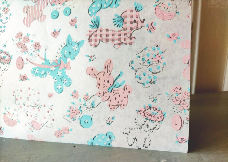 U.S.A. ヴィンテージ包装紙【ぬいぐるみの行進（White)】DA-WP090