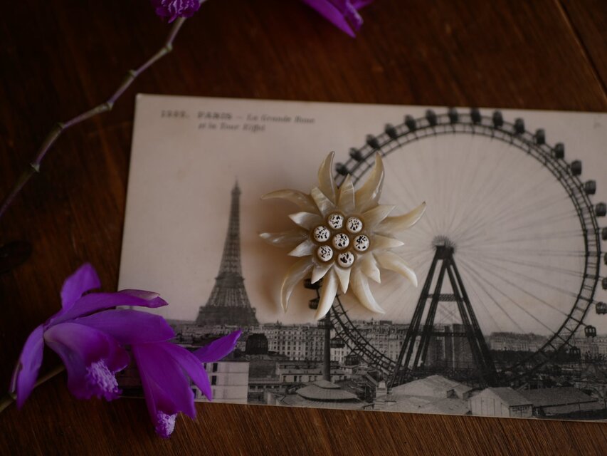 エーデルワイス　ヴィンテージブローチ　アンティークのある生活　ブローチ　ブロカント　パリ