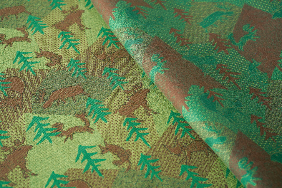 ジャガード生地　［北欧の動物 / Nordic Animals］黄緑 オリジナルファブリック/Aneqdot