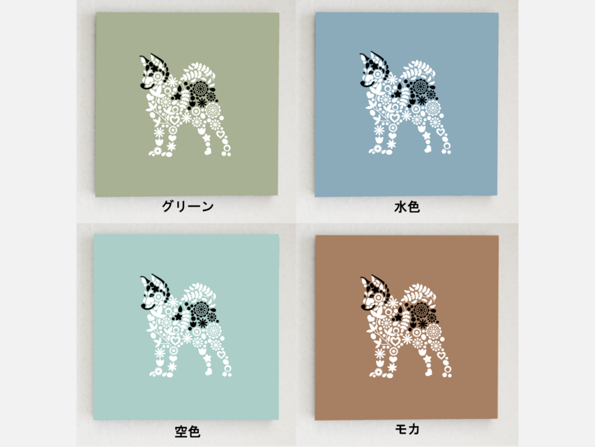 ベビーハスキー犬パネル生地　ハンドメイド シベリアンハスキーのパネル M-760【10色】/白-黒 ファブリックパネル
