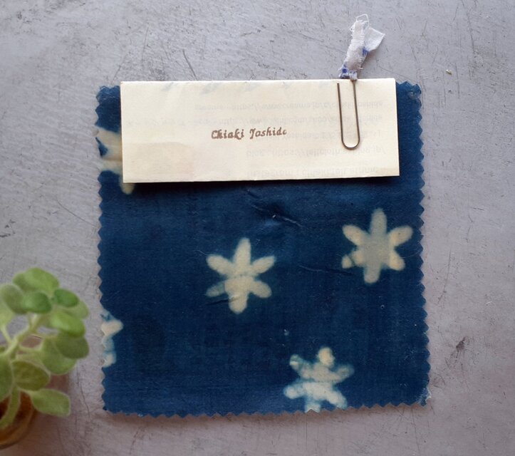 みつろうエコラップ 四角ミニ：藍染め 藍色 星柄<インド綿100％ ブロックプリント エコラップ エコ>