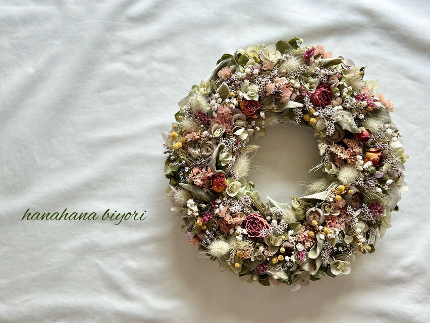 ミニ薔薇とオレガノのリース