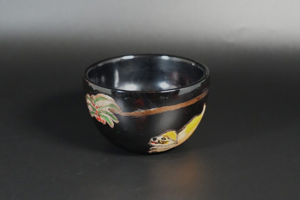 Makie Bowl　おちゃわん「雪中双狗」
