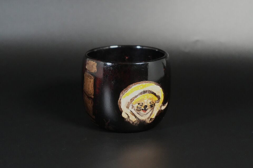 Makie Bowl　おちゃわん「竹林伏狗」