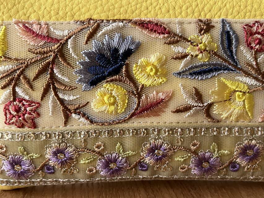 両面インド刺繍ポーチ 14cm フェイクレザー カラビナ⑧ | iichi 日々の