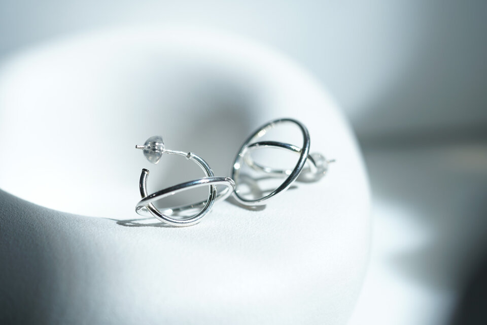 SILVER925 ダブルサークルピアス ペア