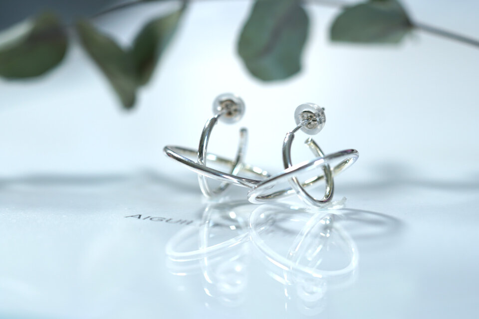 SILVER925 ダブルサークルピアス ペア | iichi 日々の暮らしを心地よく
