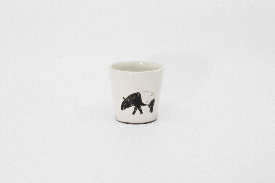 【粉引】蕎麦猪口　マレーバク歩き