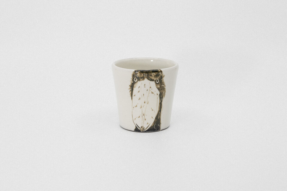 【粉引】蕎麦猪口　ハシビロコウ正面