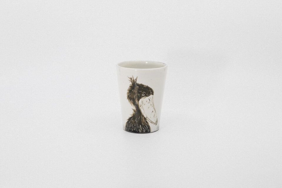 【粉引】フリーカップ　ハシビロコウ横