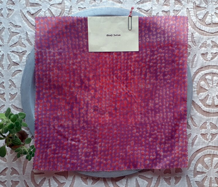 みつろうエコラップ 四角Ｌ：ピンク色 ドット柄 <インド綿 ブロックプリント エコラップ エコ>