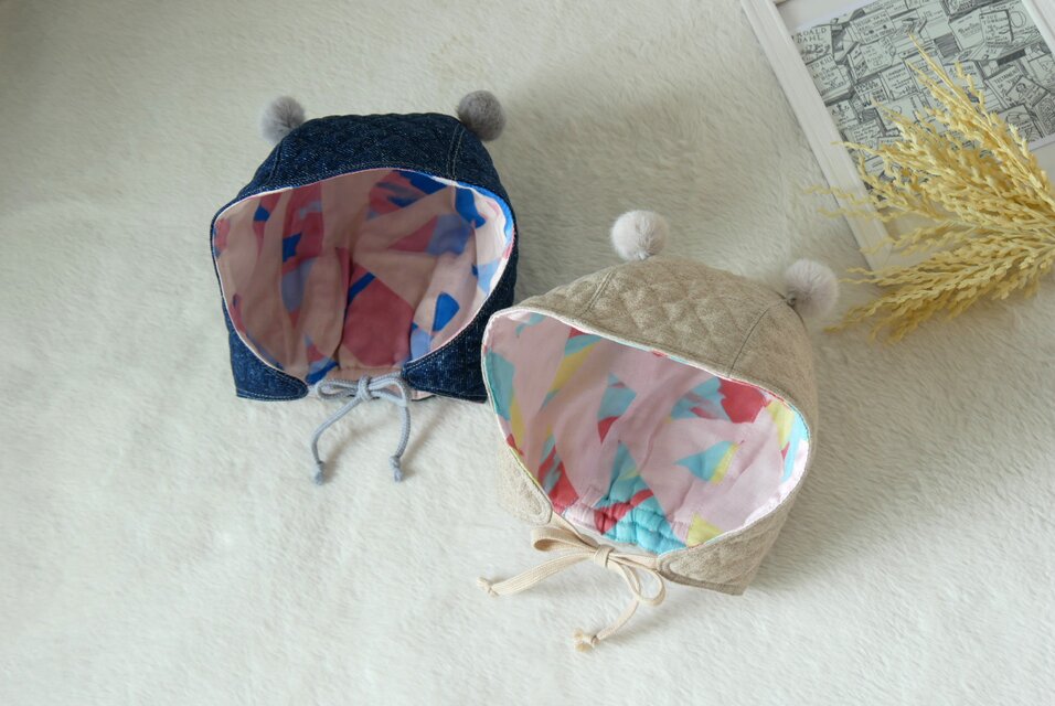 ベビー＆キッズ帽子　くま耳キルトボンネット