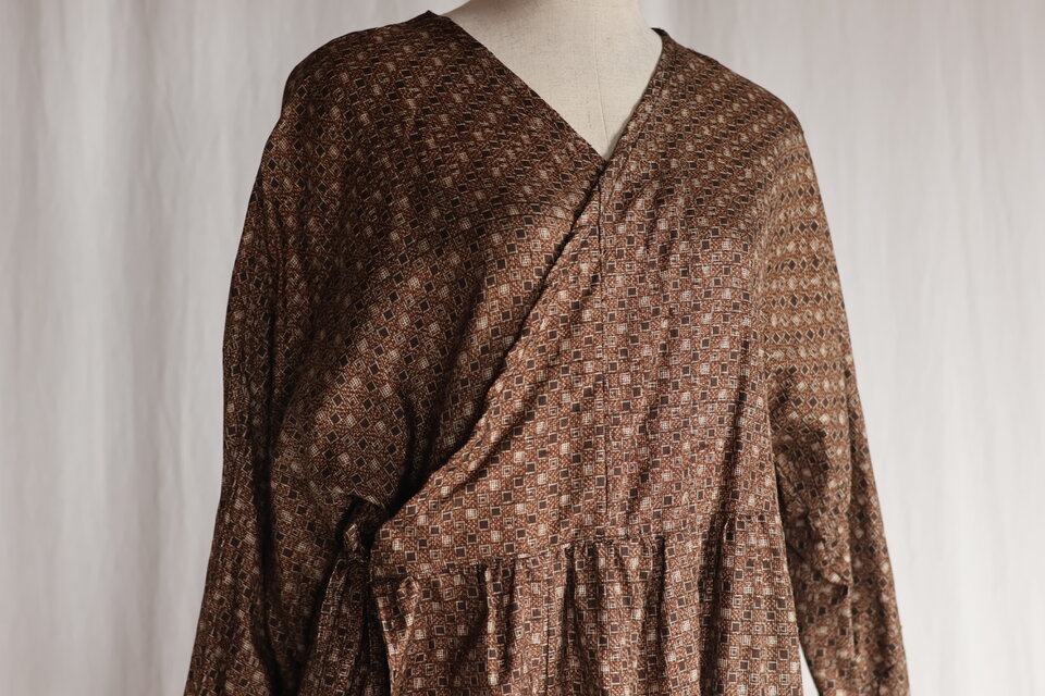 大島紬風着物　リメイク　カシュクール