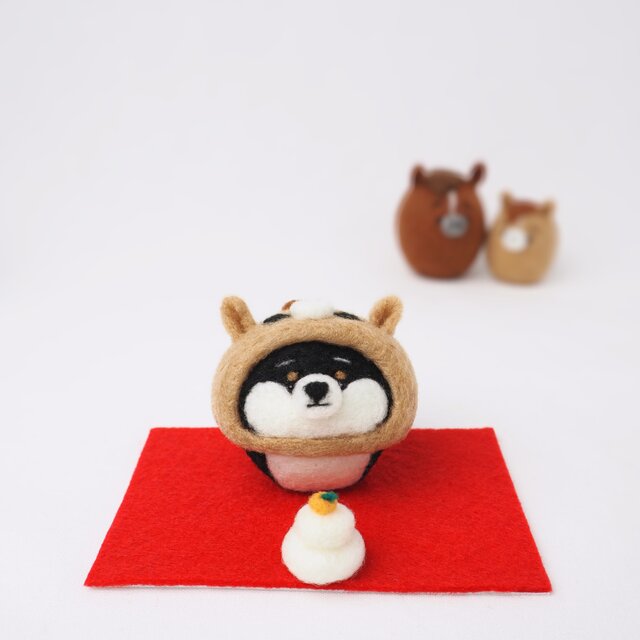 柴犬 羊毛フェルト ハンドメイド No.35 羊毛フェルト かぼちゃな柴犬