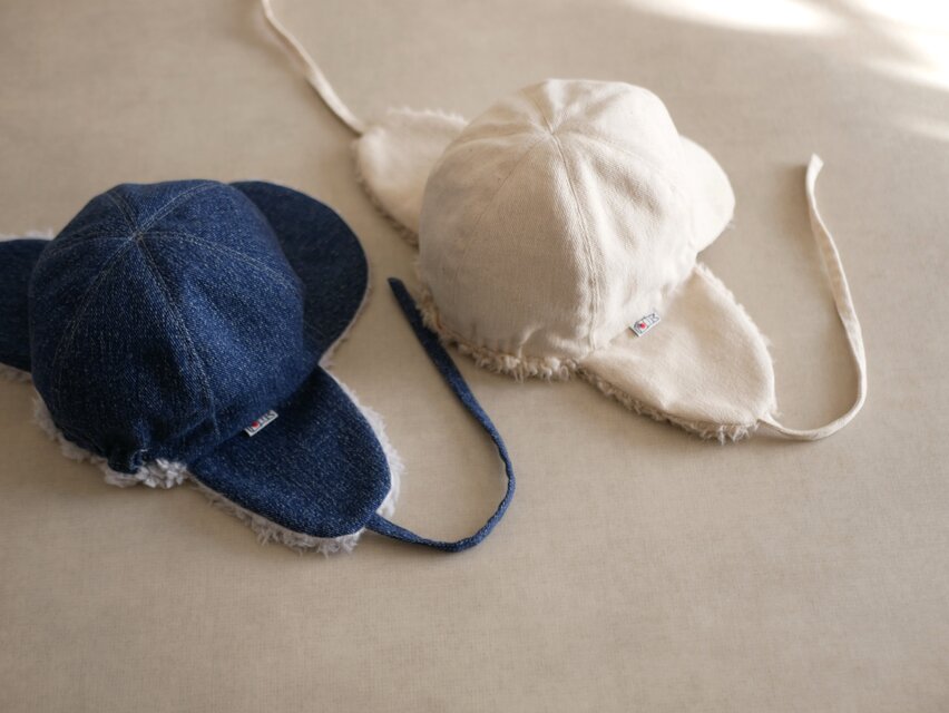 ベビー＆キッズ帽子　デニムのもこもこファーハット