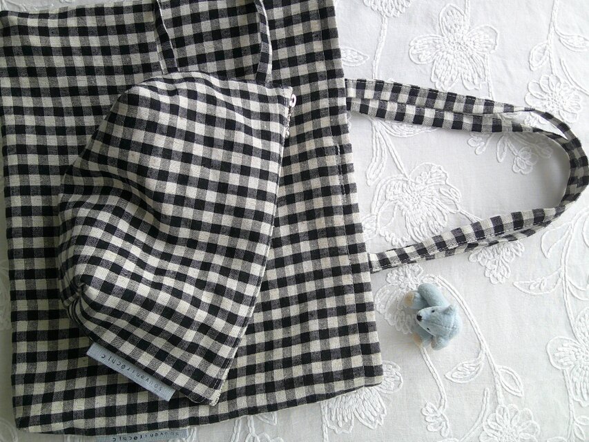 格子柄×RayonLinen Bag＆pouch