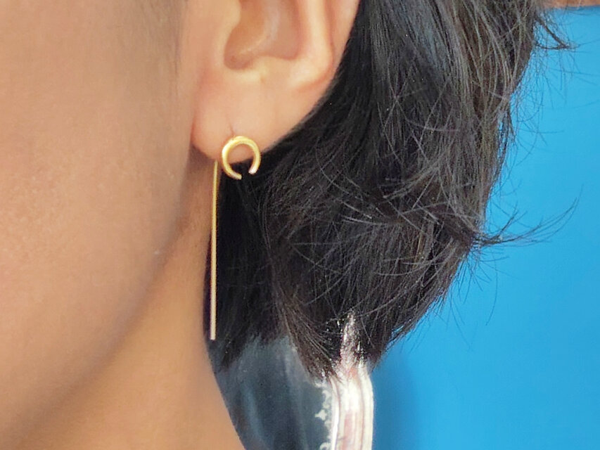 K18チェーンピアス K18 中空 ラインクリップ チェーンピアス / 18K Hollow Line