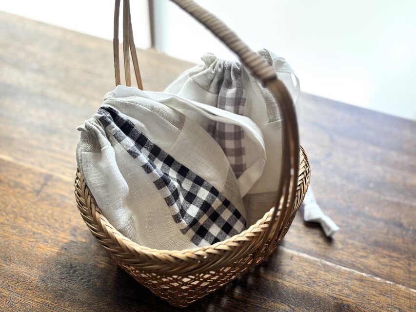 つぎはぎ巾着袋