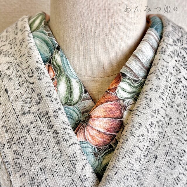 綿の半衿  かぼちゃパステル