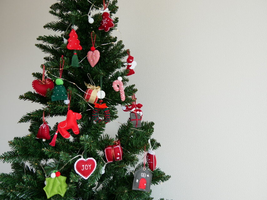 Christmas】クリスマスオーナメント ガーランド Redカラー10点セット