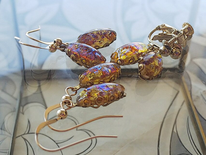 ヴィンテージ　トパーズ／ドラゴンズブレス　14Kgfピアスまたはイヤリング