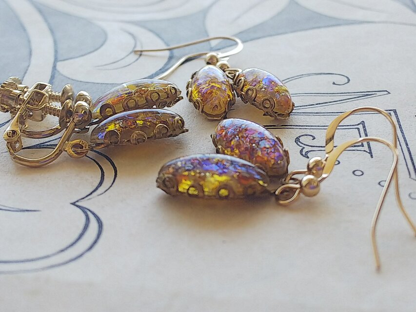 ヴィンテージ トパーズ／ドラゴンズブレス 14Kgfピアスまたは